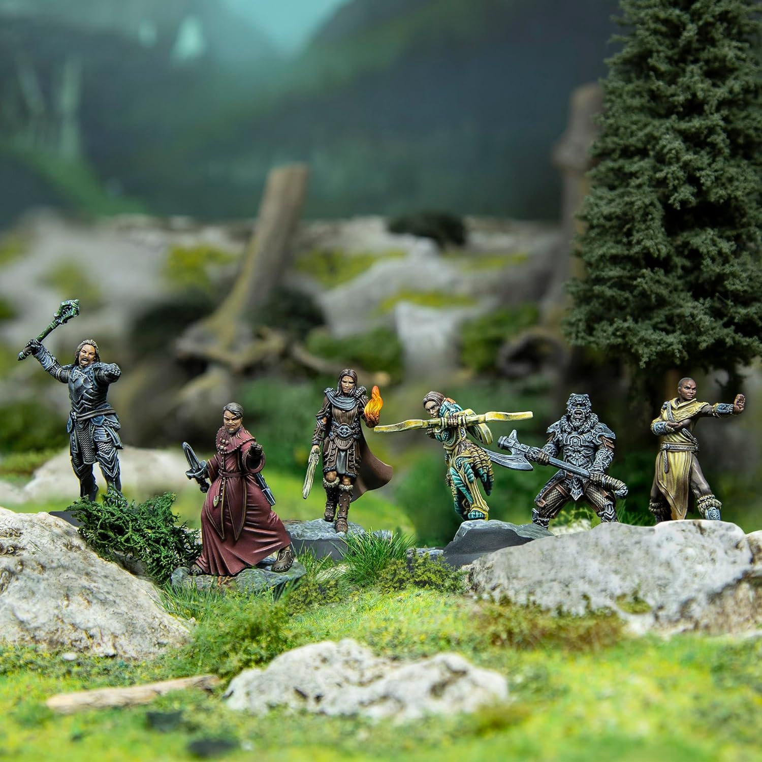 Modiphius Entertainment: The Elder Scrolls: Call to Arms: Dragonborn Heroes - 6 Figures, 32mm Unpainted Resin Miniatures, Officially Licensed