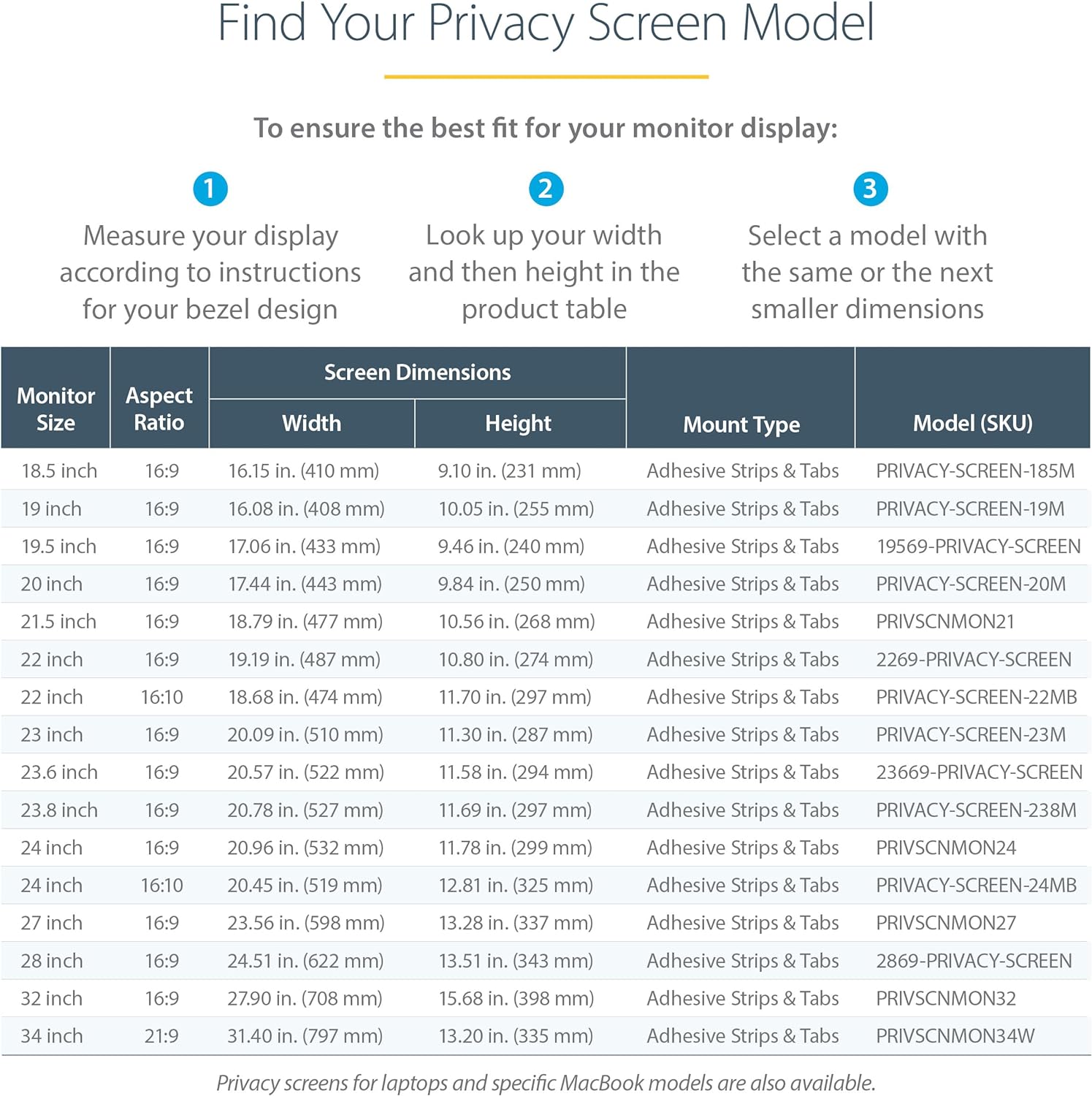 Startech.Com Monitor Privacy Screen For 23 Inch Pc Display, Computer Screen Security Filter, Blue Light Reducing Screen