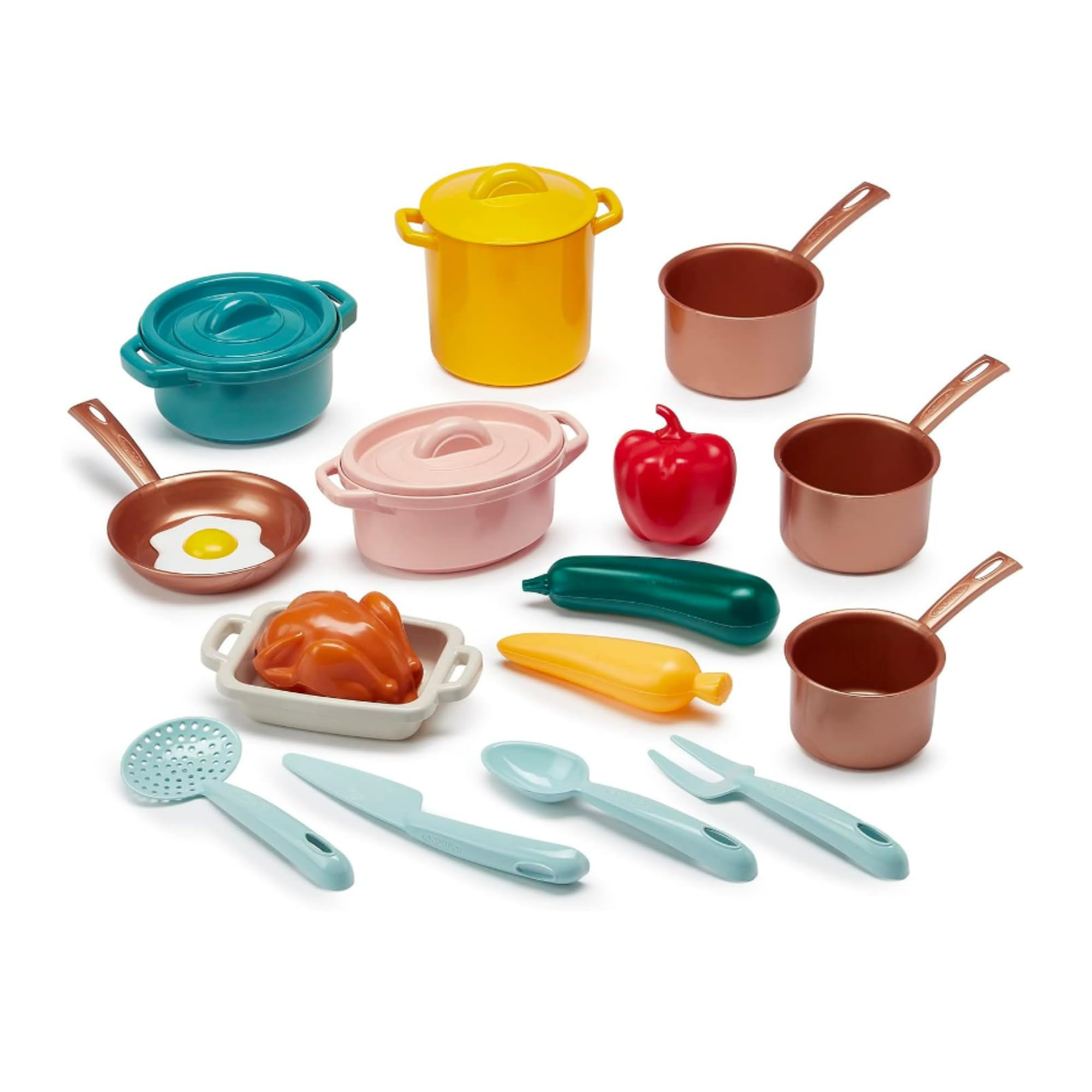 Ecoiffier Battery Green JOUETS 1685 Saucepan Set Azure Imitation Game for Children from 18 Months, One Size