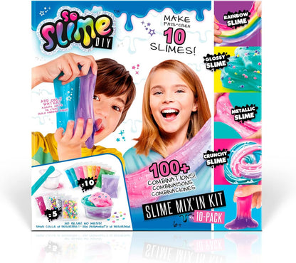 So Slime DIY Mix'in Kit 10 Pack, Multi-coloured, Make 10 Slimes, Styles and Decorations for 100+ Combinations, No Glue! No Mess!,Everything Included to Mix Your Own Slime