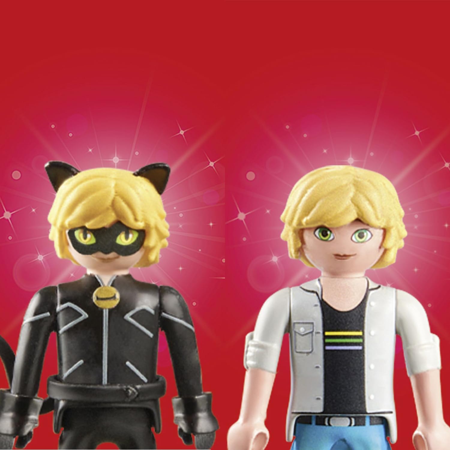 PLAYMOBIL Miraculous 71337 Miraculous: Adrien & Cat Noir, heldenhaftes Abenteuer, inklusive Kwami Plagg und vielfältigem Zubehör, Abenteuer mit Ladybug, detailreiches Spielzeug für Kinder ab 4 Jahren