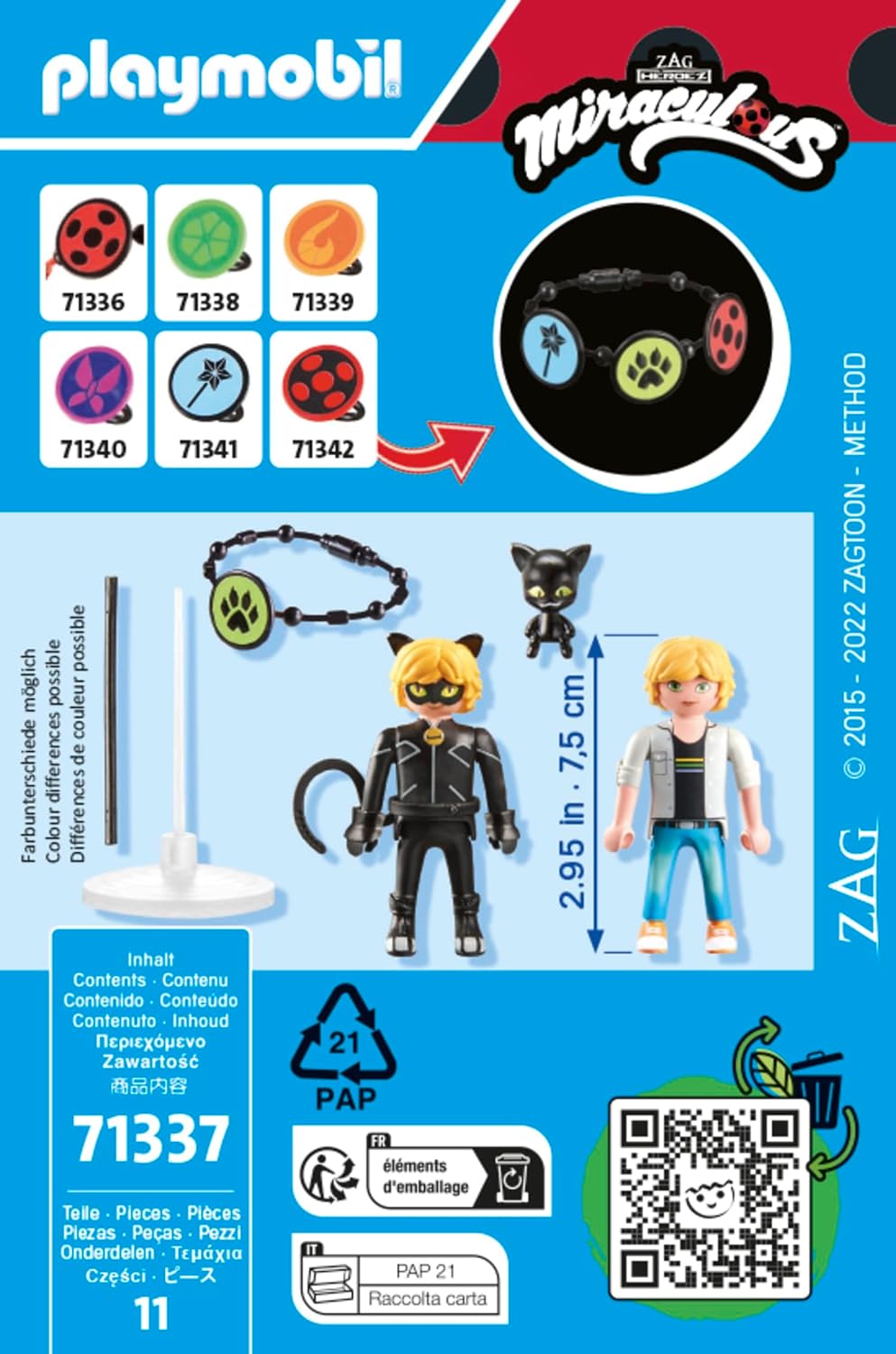 PLAYMOBIL Miraculous 71337 Miraculous: Adrien & Cat Noir, heldenhaftes Abenteuer, inklusive Kwami Plagg und vielfältigem Zubehör, Abenteuer mit Ladybug, detailreiches Spielzeug für Kinder ab 4 Jahren
