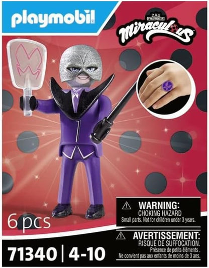 Playmobil 71340 Miraculous: Hawk Moth, Tales of Ladybug and Cat Noir, collector’s item, gifting toy and fun imaginative role-play, playsets for children ages 4+