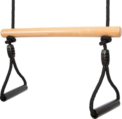 small foot Trapeze Gymnastic Rings Black Line, Wooden Swing for Kids & Adults, Ages 3+ Years, 12409