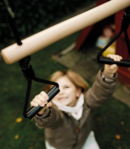 small foot Trapeze Gymnastic Rings Black Line, Wooden Swing for Kids & Adults, Ages 3+ Years, 12409