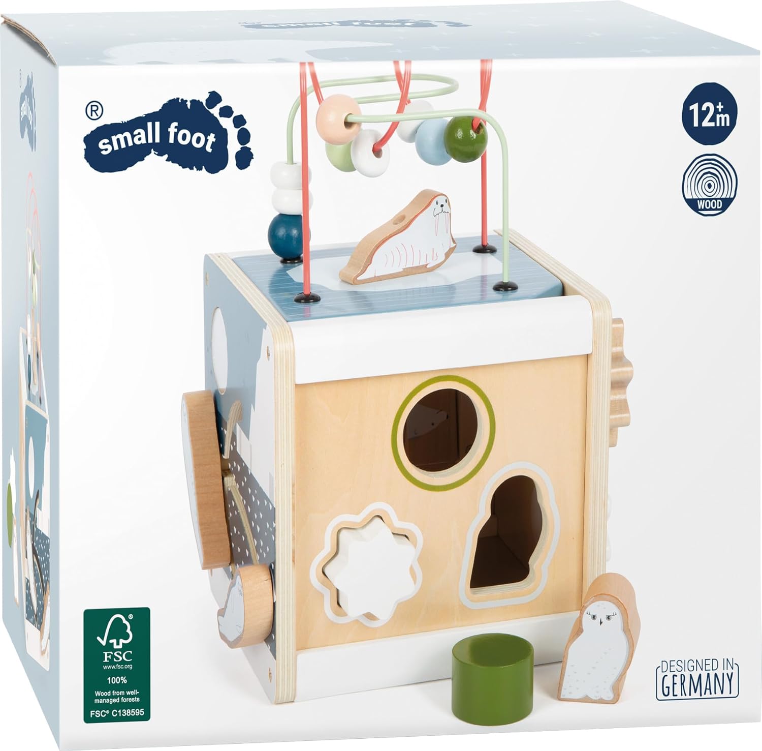small foot Cube Arctic, FSC 100%-Certified Wood, Motor Activities for Toddlers Aged 12+ mths, 12451