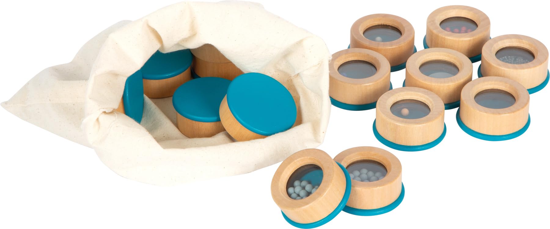 small foot Listening Memory, Kids' Acoustic Sensory Game, 16 Filled Wood containers, Ages 3+ Years, 12468