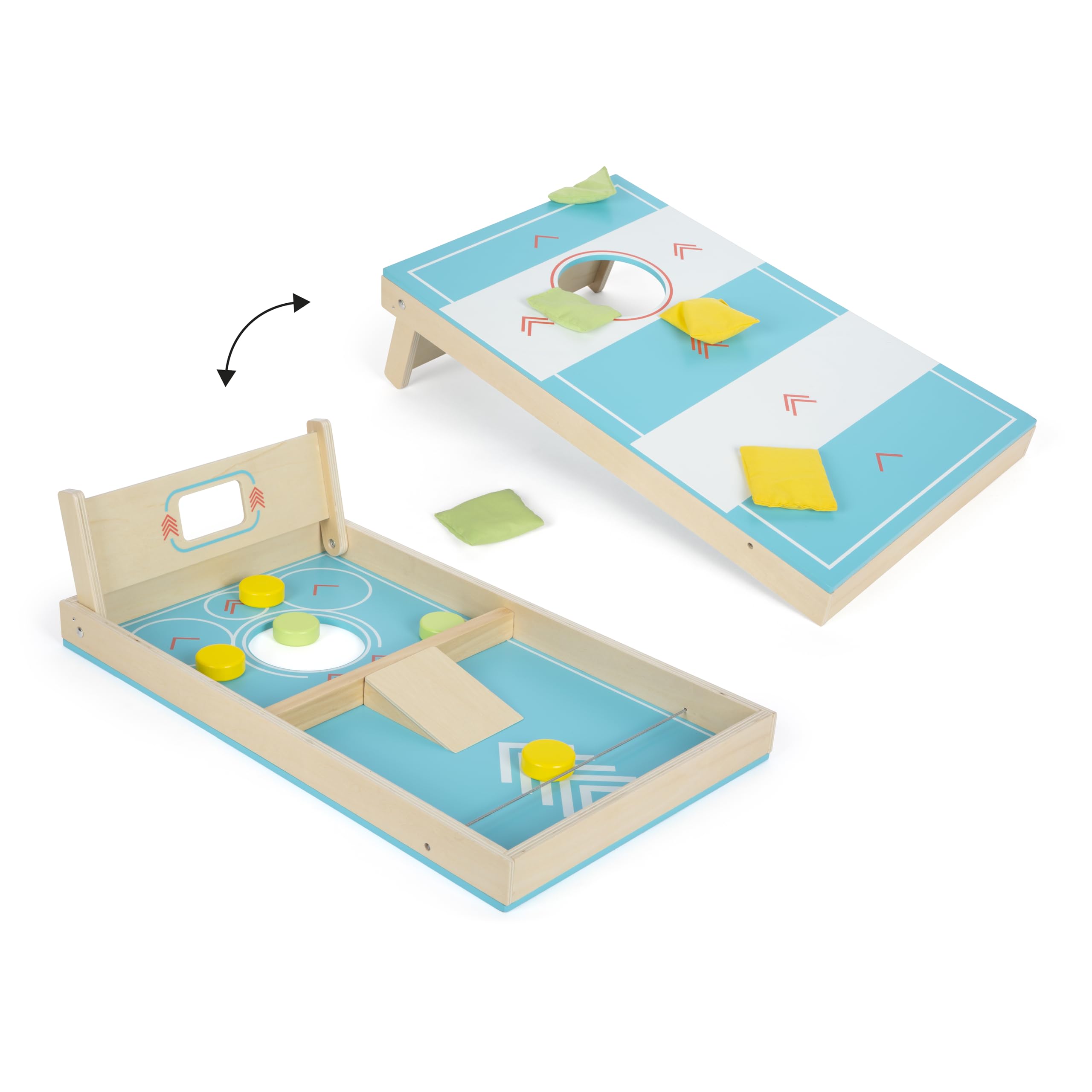 small foot Cornhole und Sling Puck Spiel „Active“ aus Holz, 2-in1-Wurfspiel, Familienspiel für Kinder ab 5 Jahren, 12481