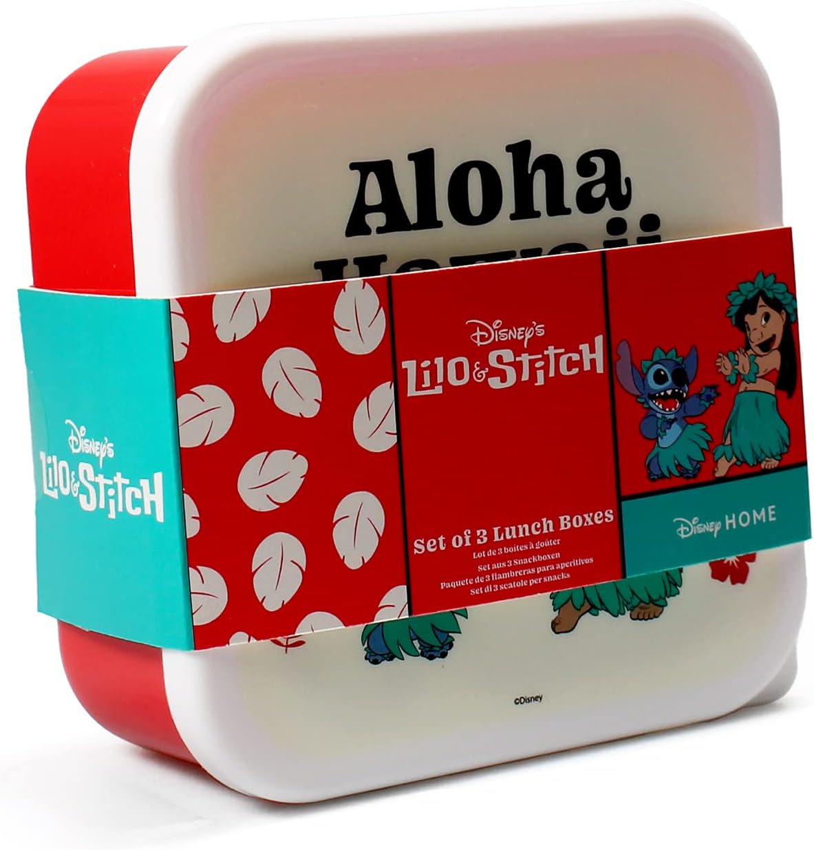 Disney Half Moon Bay Lilo and Stitch Lunch Box Set Of 3 | Stackable Lunch Box & Bento Lunch Box | Lilo and Stitch Gifts For Boys & Girls | Lilo and Stitch Merchandise Lilo and Stitch Gifts