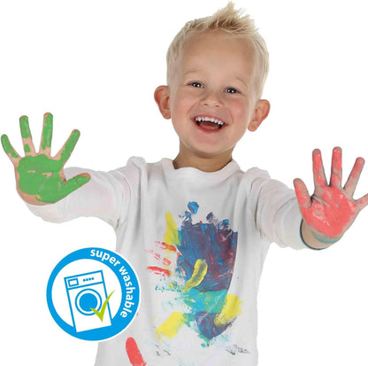 SES Creative 14442 - My first - Fingerprint paint dinos, 10 colouring pages with easily washable paint, complete first time painting set for Children ages 1-4