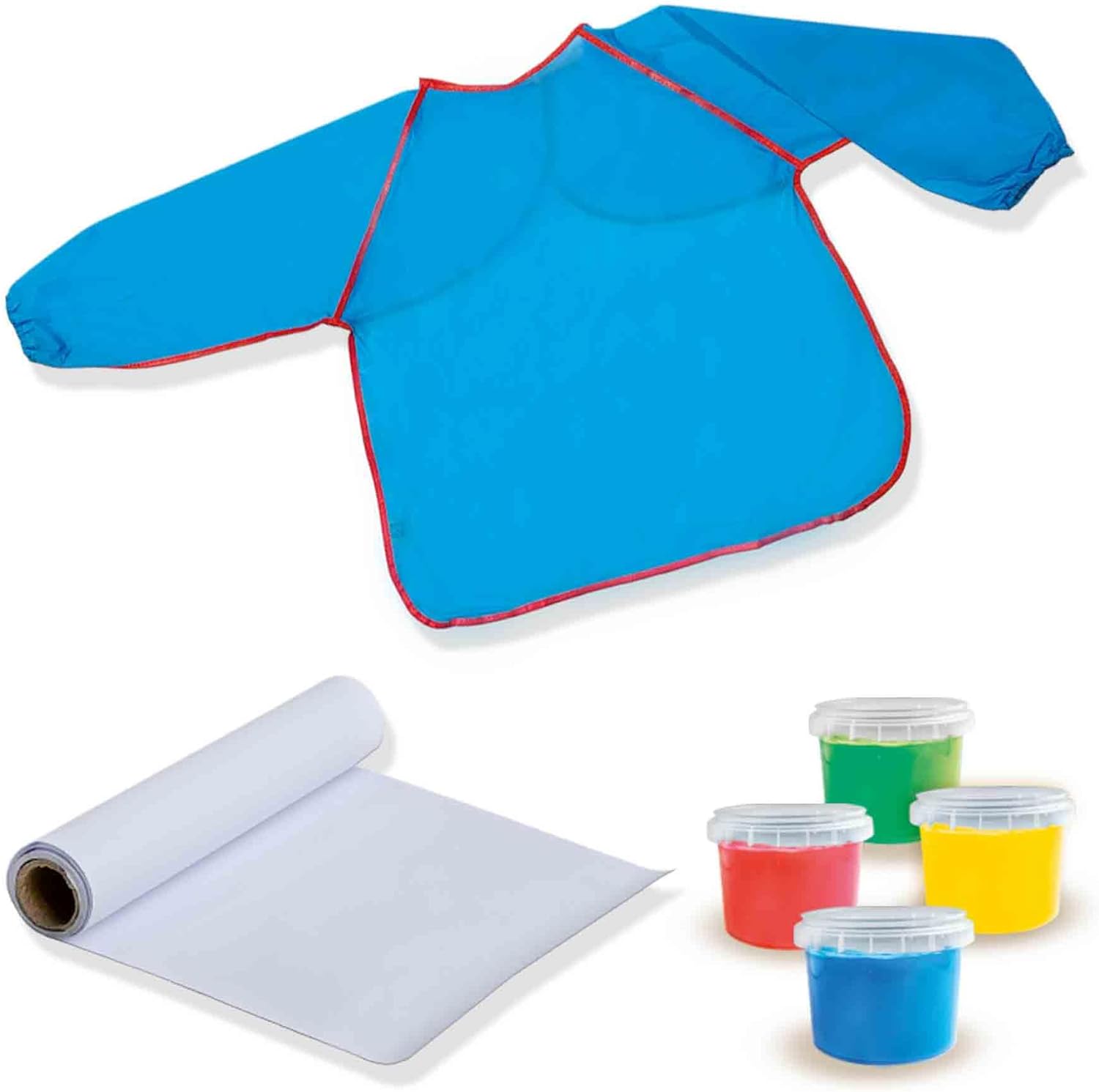 SES Creative 14449 My first-Mein erstes Fingerfarbenset mit Bastelschürze, diverse Farben, Mittel