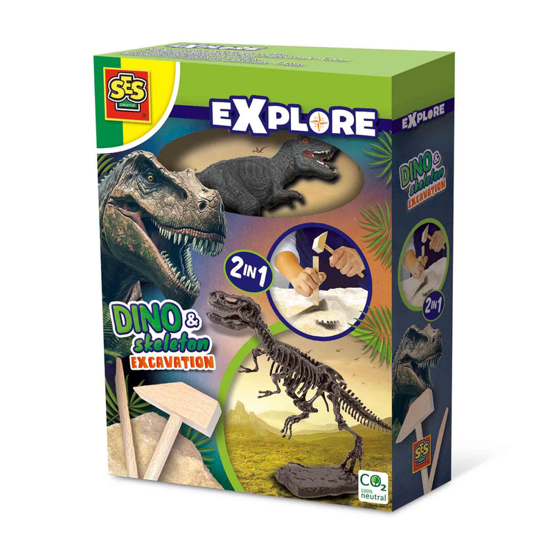 SES Creative- Dino y Esqueleto desenterrando - 2 en 1 (25092