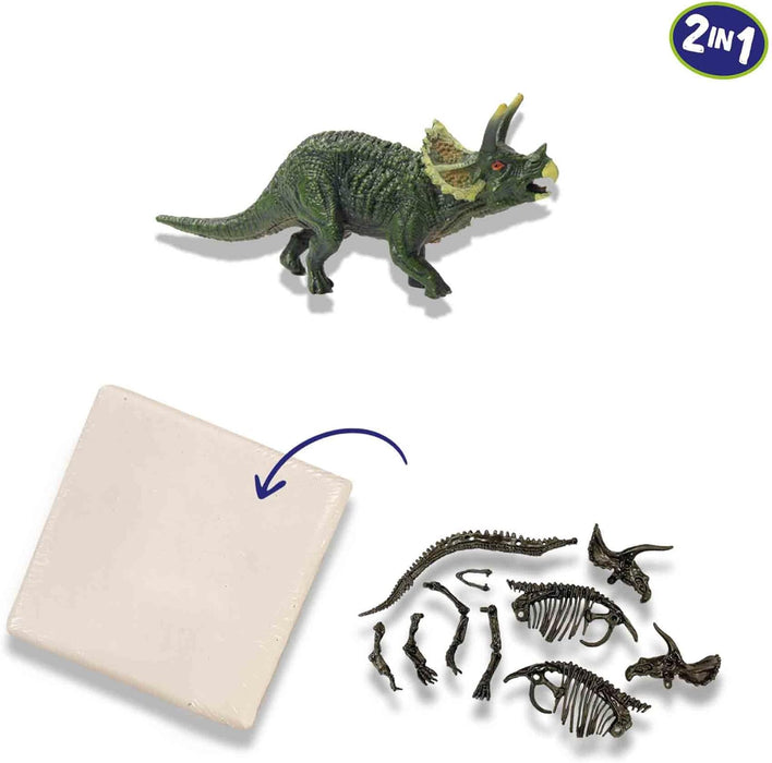 SES Creative 25093 2 in 1 Dinosaur and Skeleton Dig-Triceratops, One Size