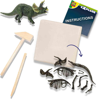 SES Creative 25093 2 in 1 Dinosaur and Skeleton Dig-Triceratops, One Size