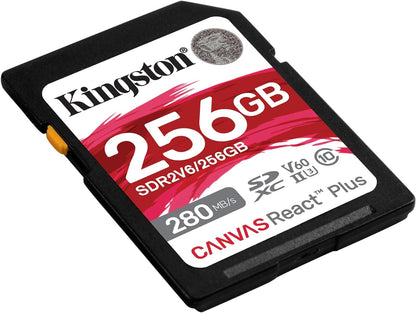 Kingston Canvas React Plus V60 SD 256GB SDXC UHS-II 280R/150W U3 V60 for Full HD/4K