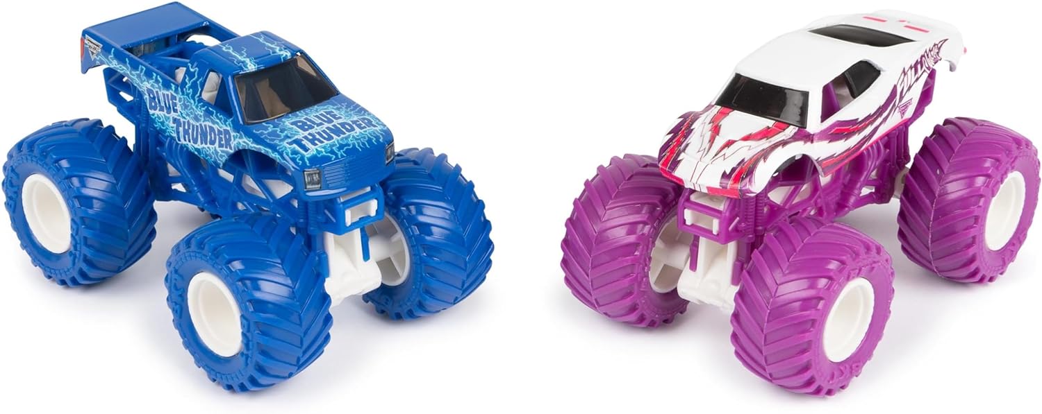 Monster Jam - Original Zweier-Pack mit authentischen Monster Trucks im Maßstab 1:64, krasse Stunt-Action ab 3 Jahren (Sortierung mit verschiedenen Designs, Zufallsauswahl