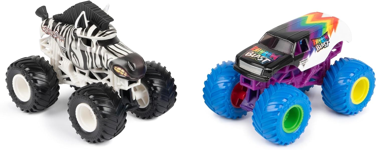 Monster Jam - Original Zweier-Pack mit authentischen Monster Trucks im Maßstab 1:64, krasse Stunt-Action ab 3 Jahren (Sortierung mit verschiedenen Designs, Zufallsauswahl