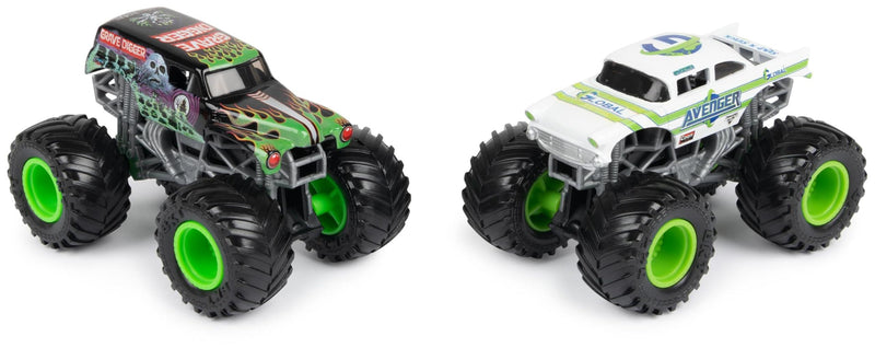 Monster Jam - Original Zweier-Pack mit authentischen Monster Trucks im Maßstab 1:64, krasse Stunt-Action ab 3 Jahren (Sortierung mit verschiedenen Designs, Zufallsauswahl