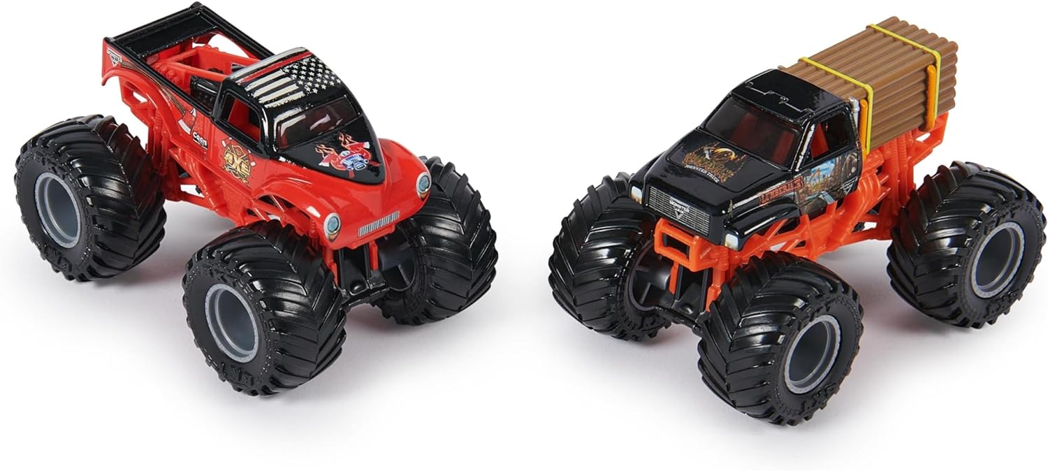 Monster Jam - Original Zweier-Pack mit authentischen Monster Trucks im Maßstab 1:64, krasse Stunt-Action ab 3 Jahren (Sortierung mit verschiedenen Designs, Zufallsauswahl