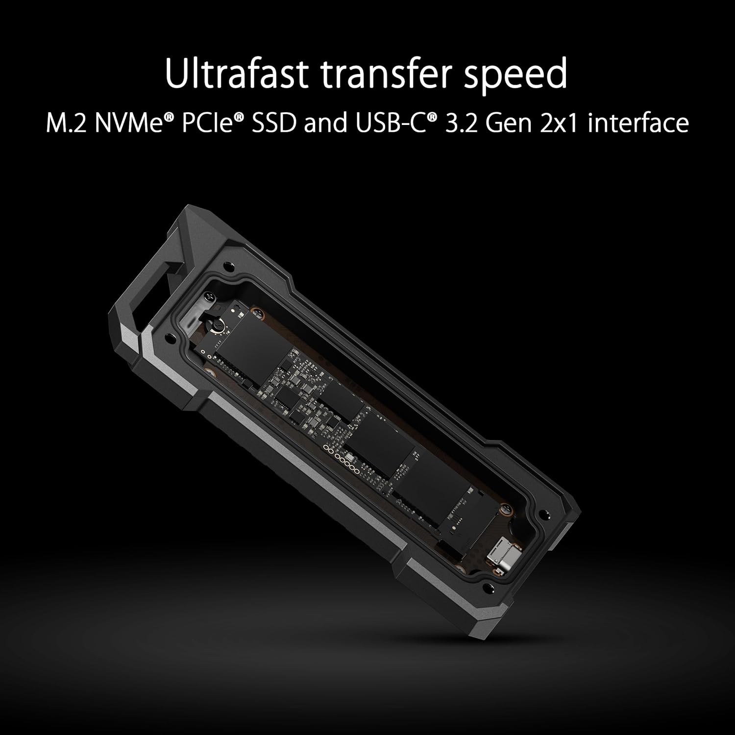 TUF Gaming AS1000- USB-C 3.2 Gen 2x1 portable SSD 1 TB with 10Gbps, MIL-STD-810H drop resistance, IP68 water and dust resistance, aluminium alloy chassis with a thermal pad, PS5 and Xbox support TUF Gaming AS 1000 TB SSD