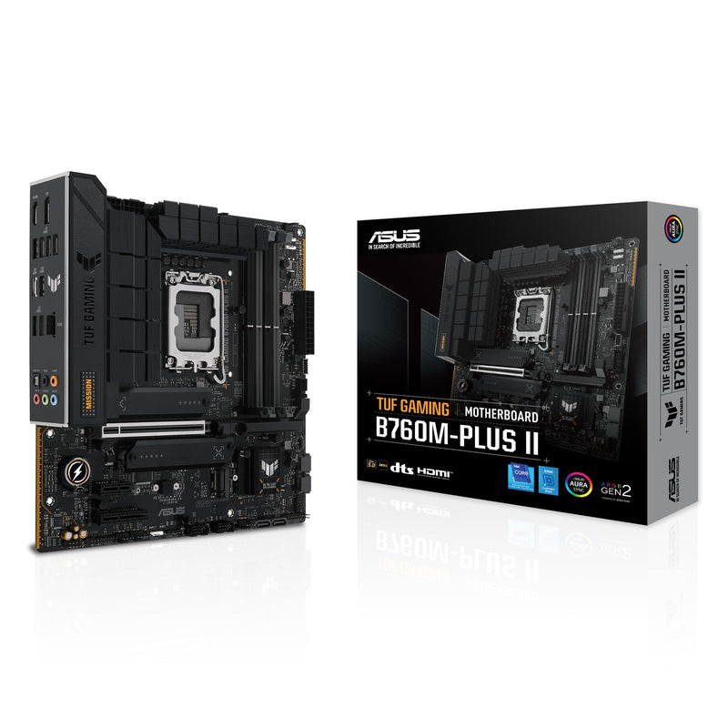 ASUS TUF Gaming B760M-PLUS II Intel B760 LGA 1700 mATX Motherboard (PCIe 5.0, M.2 4.0, DDR5, 2.5Gb Ethernet, DP, HDMI, SATA 6Gbps, USB Type-C, Thunderbolt (USB4), Aura Sync