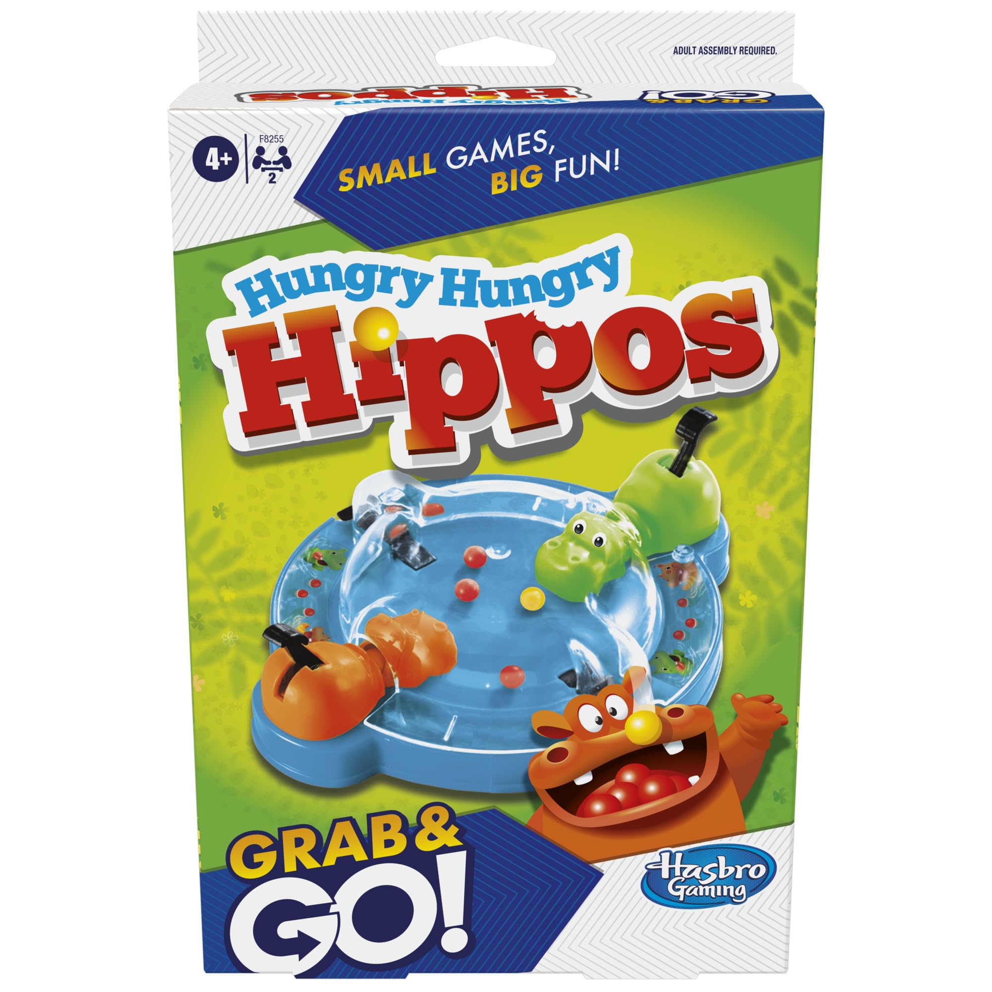 Hungry Hungry Hippos Grab and Go Game, gioco portatile per 2 giocatori, gioco da viaggio per bambini, include 2 ippopotami che mordono