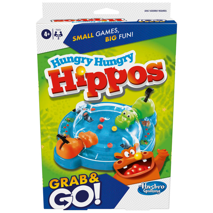 Hungry Hungry Hippos Grab and Go Game, gioco portatile per 2 giocatori, gioco da viaggio per bambini, include 2 ippopotami che mordono