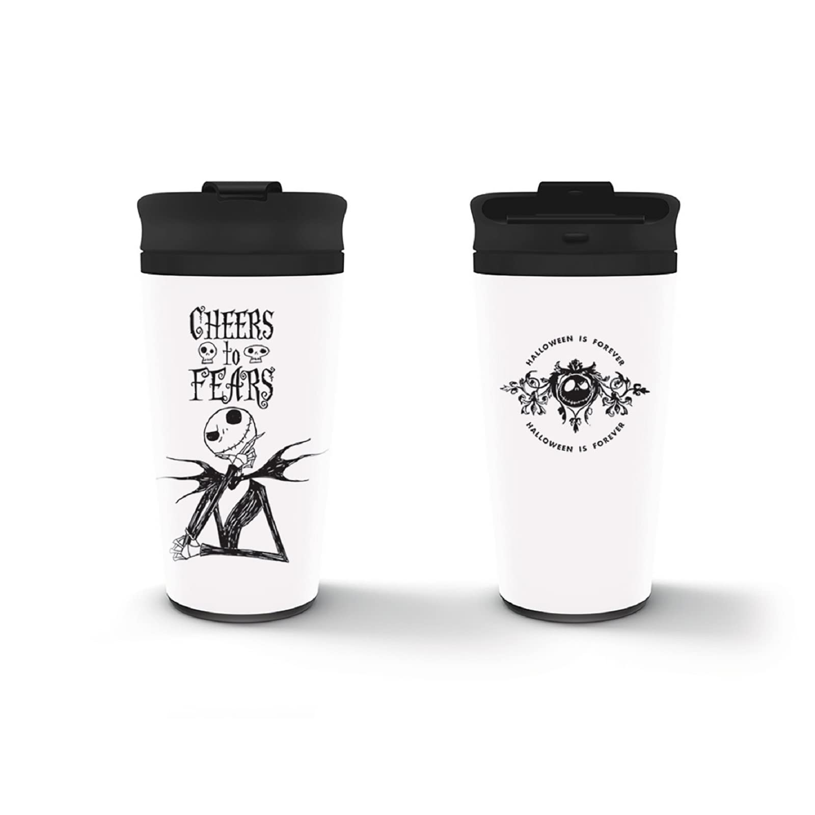 Pyramid Europe Nightmare Before Christmas Thermobecher aus Metall (CHEERS TO FEARS Design) 450ml Kaffee-Reisebecher - Offizielles Lizenzprodukt