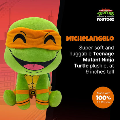 You Tooz Michelangelo Ninja Turtles 9" Inch Plush, Michelangelo TMNT Plushie from The Series Teenage Mutant Ninja Turtles - Chibi Michelangelo TMNT