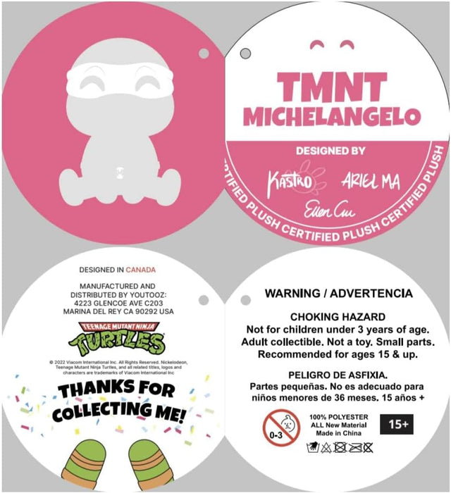 You Tooz Michelangelo Ninja Turtles 9" Inch Plush, Michelangelo TMNT Plushie from The Series Teenage Mutant Ninja Turtles - Chibi Michelangelo TMNT