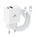 RIVACASE PS4102 WD5 Caricabatterie con cavo Lightning Type-C – 20W PD, QC3.0, 2 porte Type-C e USB, compatibile con iPhone 15 e più vecchi, iPad Samsung AFC LG Huawei Xiaomi Android, alimentatore