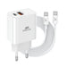RIVACASE PS4102 WD4 Caricabatterie con cavo USB-C – 20 W PD + QC3.0, due porte tipo C e USB, compatibile con iPhone 15 e più vecchi, iPad, Samsung AFC, LG, Huawei, Xiaomi, Android, alimentatore