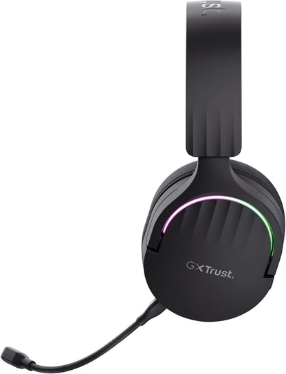 Trust Gaming GXT 491 Fayzo Wireless Gaming Headset Bluetooth + 2.4 GHz Dual Connection, 7.1 Surround Sound, 22hr Battery, RGB Over Ear Wireless Headphones with Microphone PC PS5 PS4 Switch - Black Dua