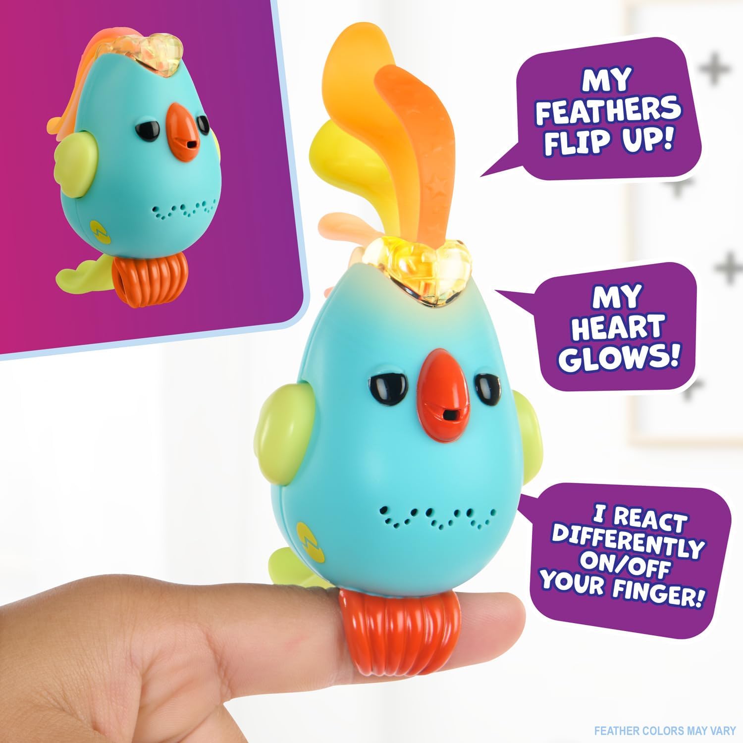 Fingerlings Sweet Tweets Interactive Bird - Registra & Riproduci messaggi segreti, include oltre 40 suoni e reazioni - Lionel (blu