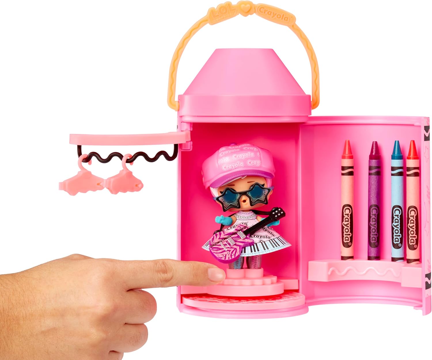 L.O.L. Surprise! Loves CRAYOLA - Colour Me Studio with Collectible Tot - Over 30 Surprises including Doll, Paper Dresses and 4 Crayons - Art Studio Playset in Crayon Capsule Packaging - For Ages 3+