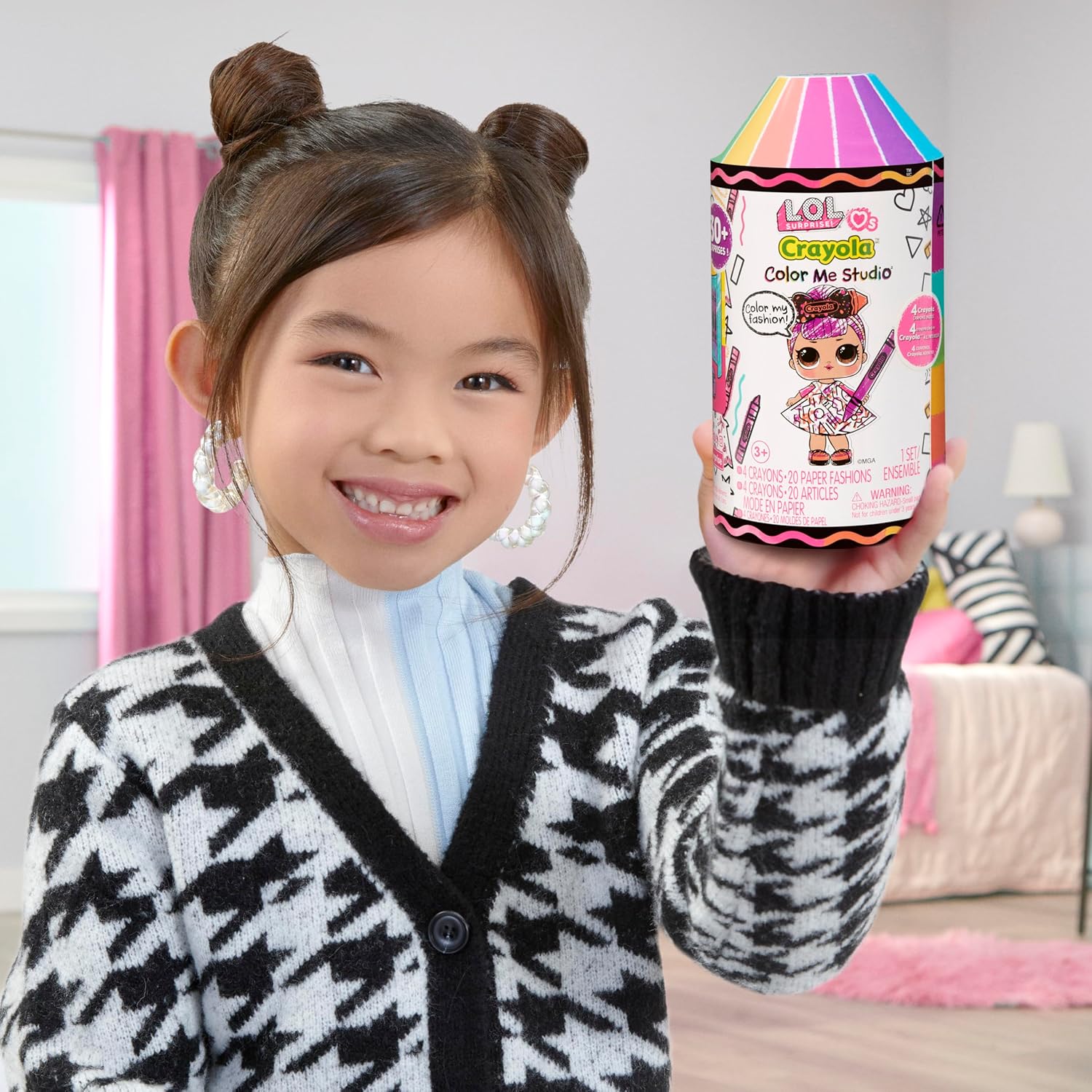 L.O.L. Surprise! Loves CRAYOLA - Colour Me Studio with Collectible Tot - Over 30 Surprises including Doll, Paper Dresses and 4 Crayons - Art Studio Playset in Crayon Capsule Packaging - For Ages 3+