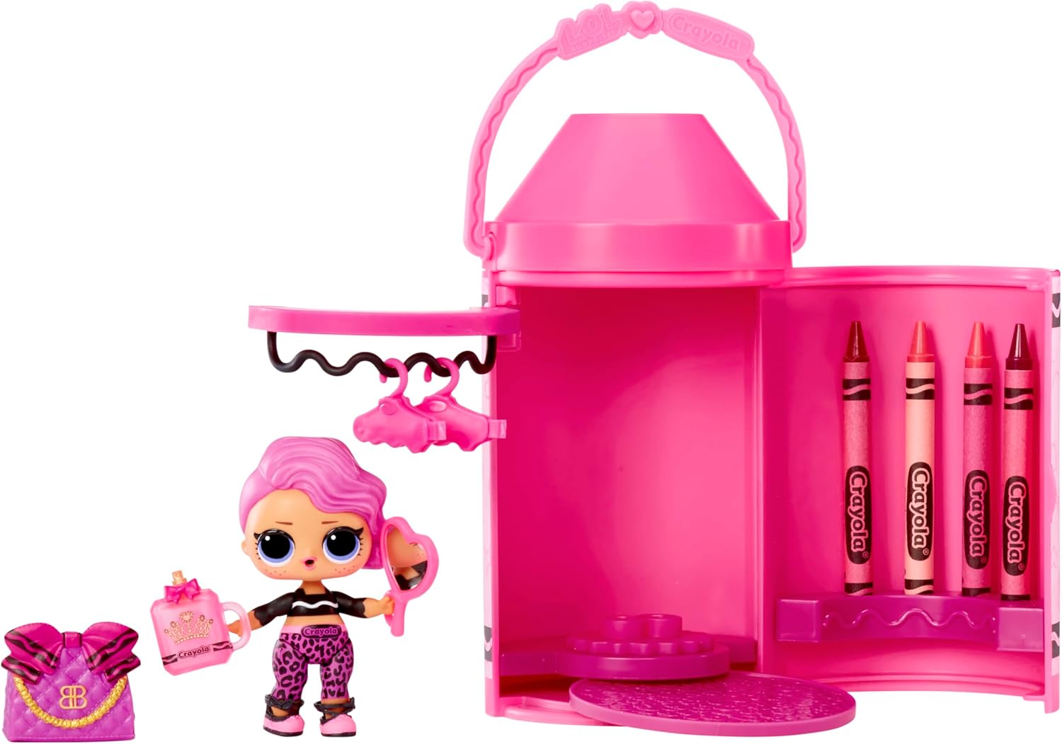 L.O.L. Surprise! Loves CRAYOLA - Colour Me Studio with Collectible Tot - Over 30 Surprises including Doll, Paper Dresses and 4 Crayons - Art Studio Playset in Crayon Capsule Packaging - For Ages 3+