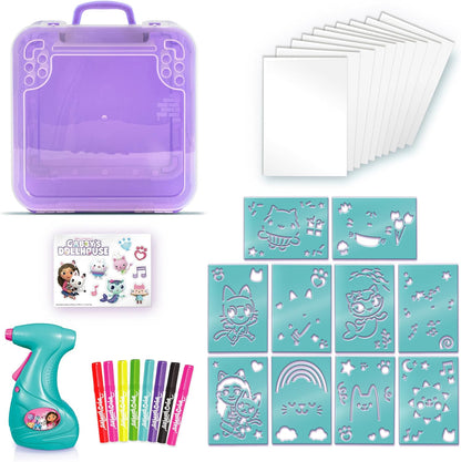 Canal Toys 110241 La Casa Muñecas Gabby-Maletín de actividades con Spray electrónico, plantillas y rotuladores Dollhouse-Activity Case with Electronic, Stencils and Markers, Violet