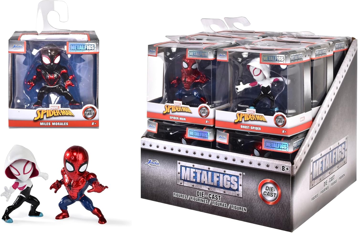 Jada 253220005 Miles Morales Ghost Spiderman Metal Figures 7 cm 3 Assorted Display Modern