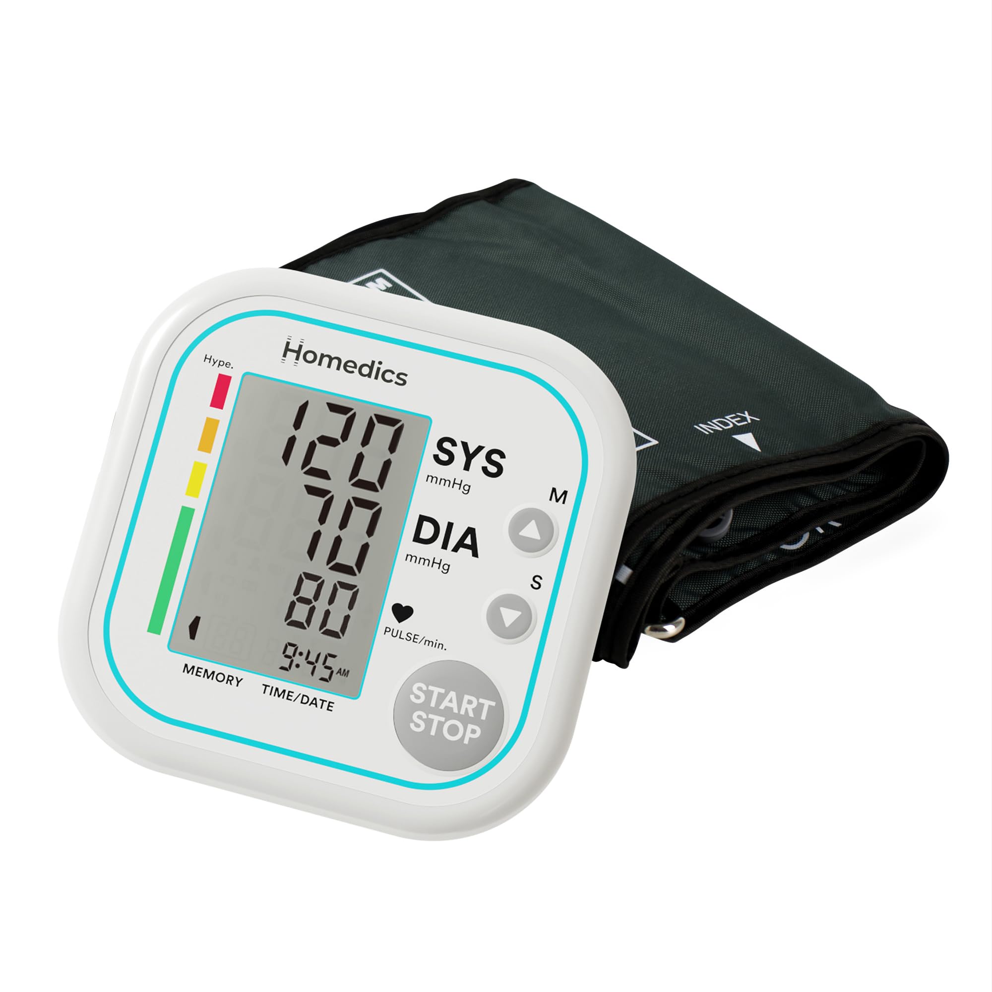 Homedics Automatic Arm Blood Pressure Monitor - Electric Heart-Rate Monitor for Home Use with Large Display and Adjustable Cuff, Irregular Heartbeat Detection - Health Diagnostics & Medical Supplies