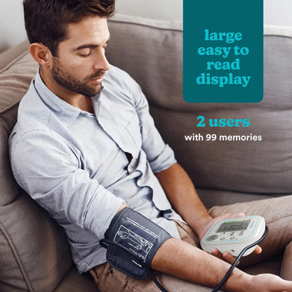 Homedics Automatic Arm Blood Pressure Monitor - Electric Heart-Rate Monitor for Home Use with Large Display and Adjustable Cuff, Irregular Heartbeat Detection - Health Diagnostics & Medical Supplies