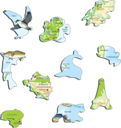 Larsen K70 Europe Topographic Map, Danish Edition, 87 Piece Boxless Tray & Frame Jigsaw Puzzle