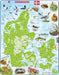 Larsen K78 Denmark Physical Map, Danish Edition, 66 Piece Boxless Tray & Frame Jigsaw Puzzle