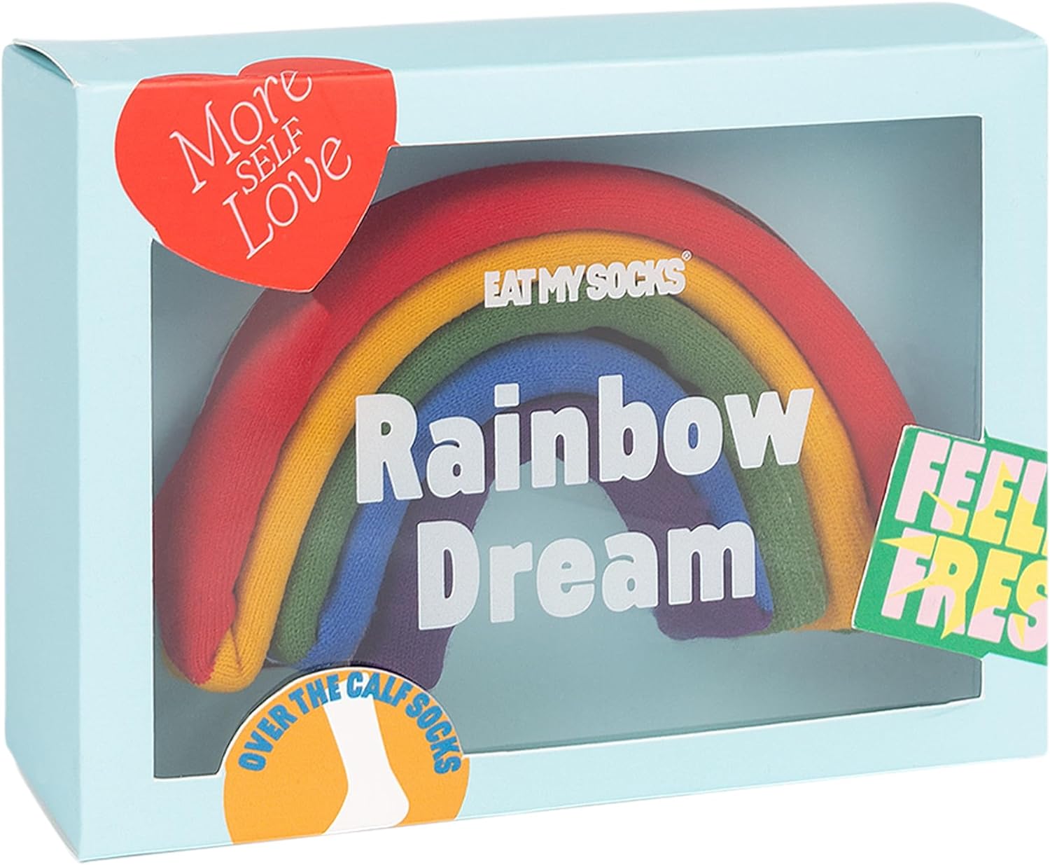 Eat My Socks Originele en grappige sokken, regenboogdesign, hoge sokken, comfort en duurzaamheid, voor dames en heren, maat 36 tot 45-1 paar, Meerkleurig, 36-45 Alto
