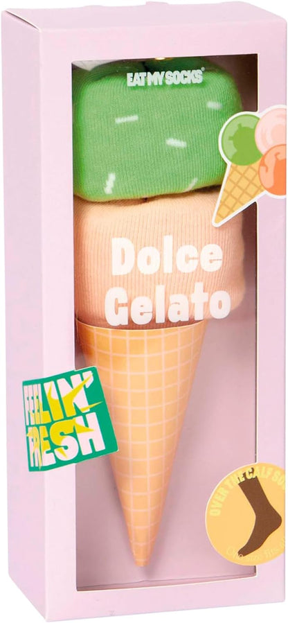 Eat My Socks - Original and Funny Socks - Ice Cream Design - High Socks - Comfort and Durability - Ideal for Men and Women - Size 36 to 45-1 Pair, multicoloured, 36-45 Alto
