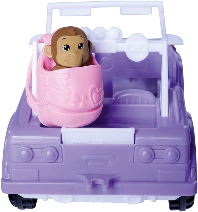 Simba 105733648 Evi Love Toy Doll in Cute Safari Outfit with Cool Jeep, Backpack, Baby Monkey, Lion, Binoculars, 12 cm, from 3 Years