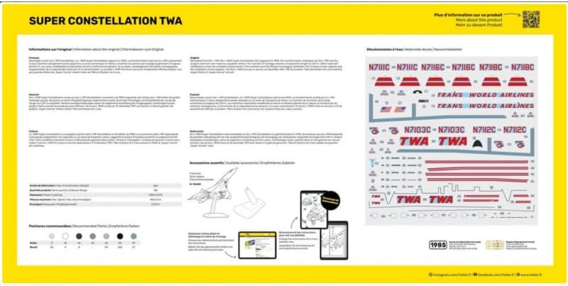 Heller 58391 STARTER KIT Super Constellation TWA 1/72