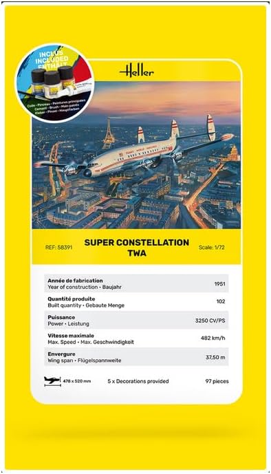 Heller 58391 STARTER KIT Super Constellation TWA 1/72