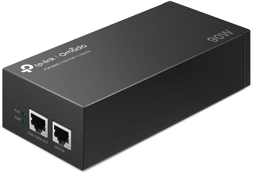 TP-Link Omada PoE380S 10G PoE++ Ethernet Injector Power Up to 90W Plug & Play Durable Metal Housing Wall or Desktop Mount