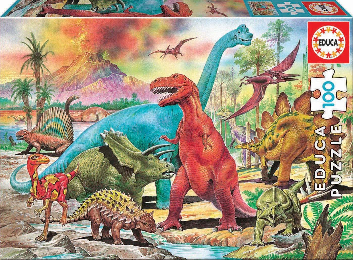 Educa - Puzzle 100 Teile | Dinosaurier, 100 Teile Puzzle für Kinder ab 6 Jahren, Dinos, T-Rex, Dinopuzzle (13179